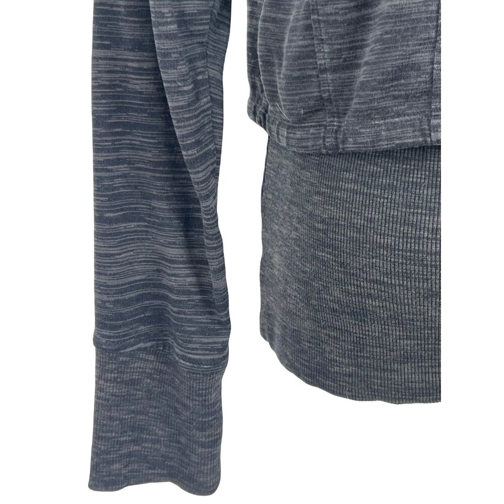 Athleta Gray Cinch Hem Thumbholes Ribbed Knit Inner Layer Zip Up Hoodie Sweater - Picture 10 of 16